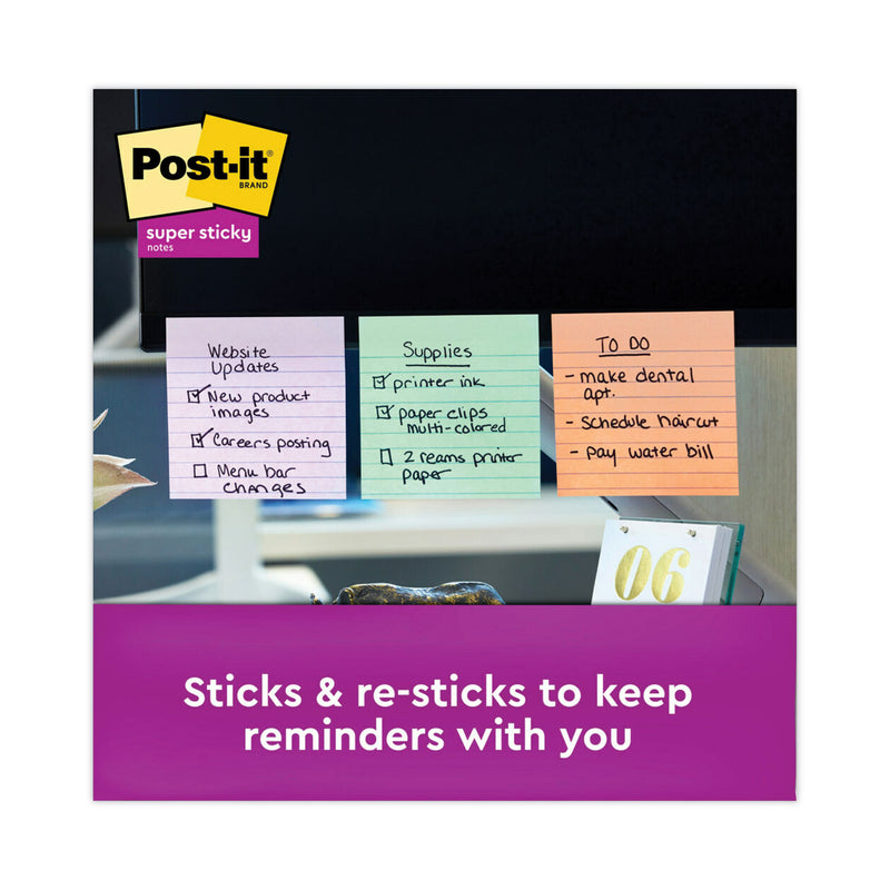 Post-it Recycled Notes in Wanderlust Pastels Collection Colors, Note Ruled, 4" x 4", 90 Sheets/Pad, 6 Pads/Pack