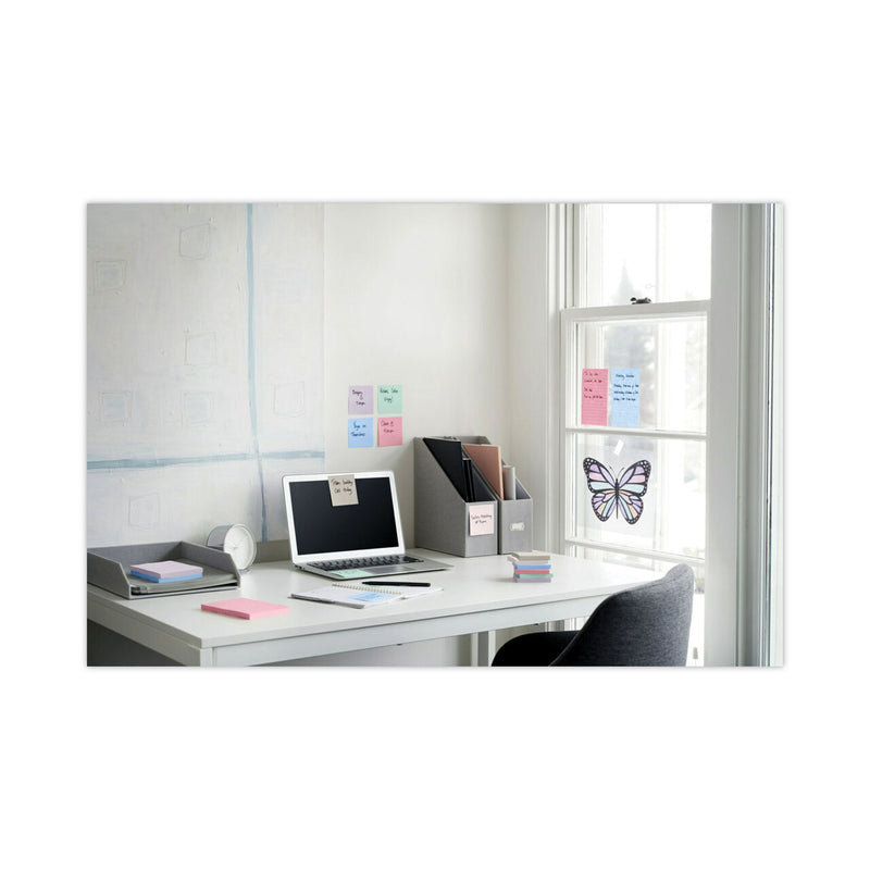 Post-it Recycled Notes in Wanderlust Pastels Collection Colors, Note Ruled, 4" x 4", 90 Sheets/Pad, 6 Pads/Pack