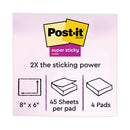 Post-it Meeting Notes in Energy Boost Collection Colors, Note Ruled, 8" x 6", 45 Sheets/Pad, 4 Pads/Pack
