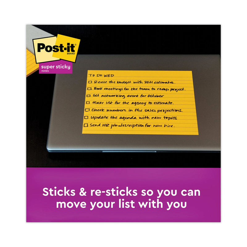 Post-it Meeting Notes in Energy Boost Collection Colors, Note Ruled, 8" x 6", 45 Sheets/Pad, 4 Pads/Pack