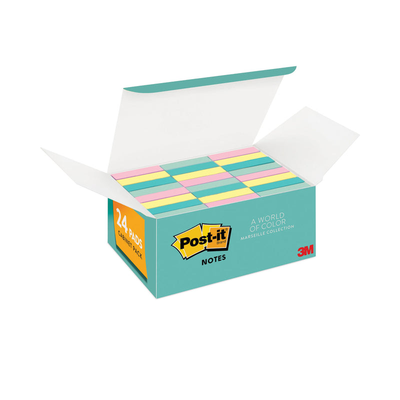 Post-it Original Pads in Beachside Cafe Collection Colors, Value Pack, 1.38" x 1.88", 100 Sheets/Pad, 24 Pads/Pack