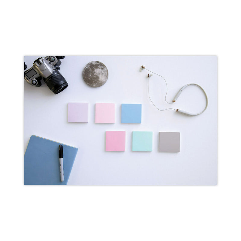 Post-it Recycled Notes in Wanderlust Pastels Collection Colors, 3" x 3", 90 Sheets/Pad, 12 Pads/Pack