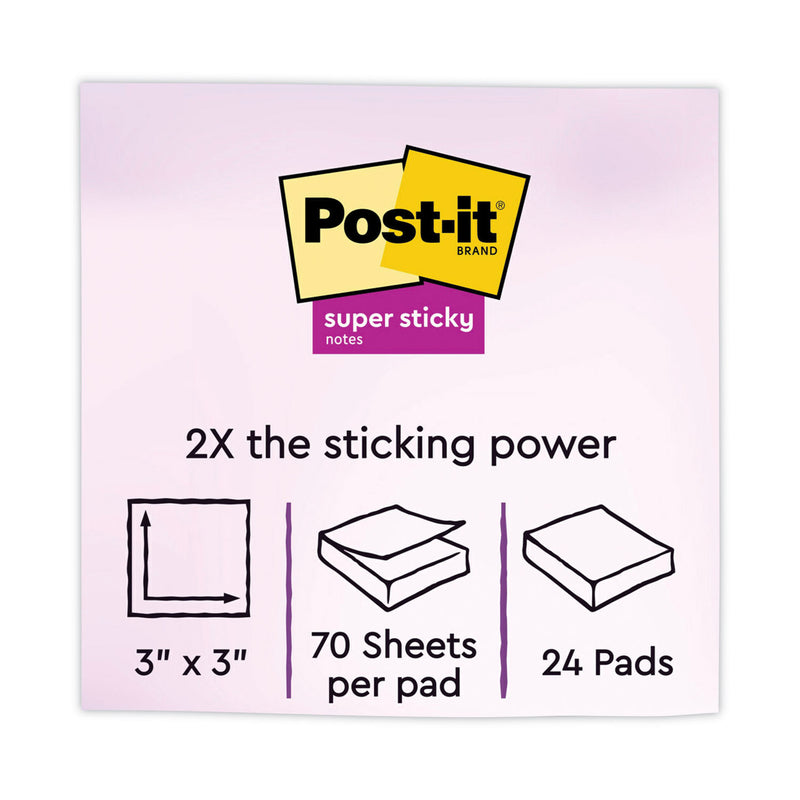 Post-it Recycled Notes in Wanderlust Pastel Collection Colors, Cabinet Pack, 3" x 3", 70 Sheets/Pad, 24 Pads/Pack