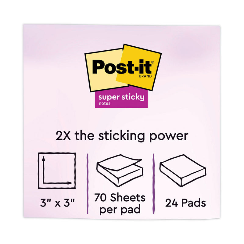 Post-it Pads in Supernova Neon Collection Colors, Cabinet Pack, 3" x 3", 70 Sheets/Pad, 24 Pads/Pack