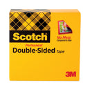 Scotch Double-Sided Tape, 3" Core, 0.5" x 36 yds, Clear