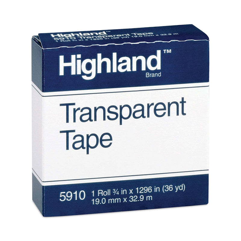 Highland Transparent Tape, 1" Core, 0.75" x 36 yds, Clear