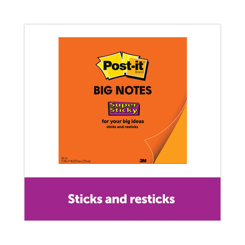 Post-it Big Notes, Unruled, 11 x 11, Orange, 30 Sheets