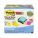 Post-it Pop-up Dispenser Value Pack, For 3 x 3 Pads, Black/Clear, Includes (12) Marrakesh Rio de Janeiro Super Sticky Pop-up Pad