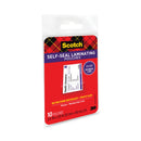 Scotch Self-Sealing Laminating Pouches, 9.5 mil, 3.88" x 2.44", Gloss Clear, 25/Pack