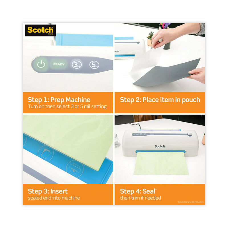 Scotch Self-Sealing Laminating Pouches, 9.5 mil, 9" x 11.5", Gloss Clear, 25/Pack