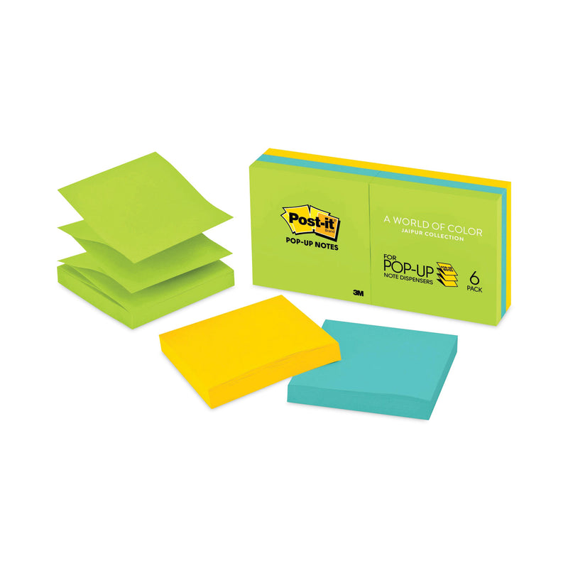 Post-it Original Pop-up Refill, 3" x 3", Floral Fantasy Collection Colors, 100 Sheets/Pad, 6 Pads/Pack
