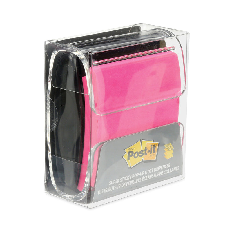 Post-it Wrap Dispenser, For 3 x 3 Pads, Black/Clear, Includes 45-Sheet Color Varies Pop-up Super Sticky Pad