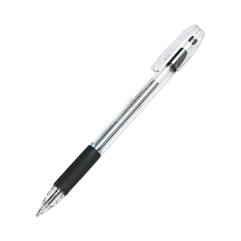 Pilot EasyTouch Ballpoint Pen, Stick, Medium 1 mm, Black Ink, Clear Barrel, Dozen