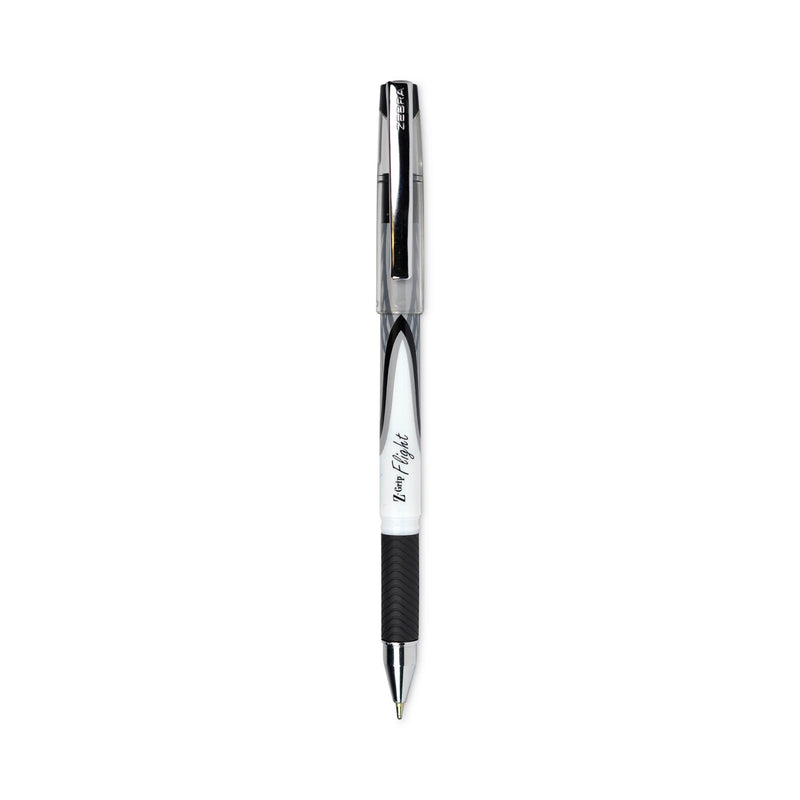 Zebra Z-Grip Flight Ballpoint Pen, Stick, Bold 1.2 mm, Black Ink, White/Black Fashion Accents Barrel, 12/Pack