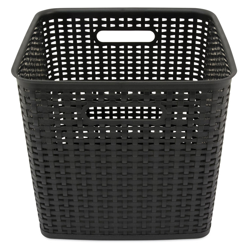 Advantus Plastic Weave Bin, Extra Large, 12.5" x 12.5" x 11.13", Black, 2/Pack