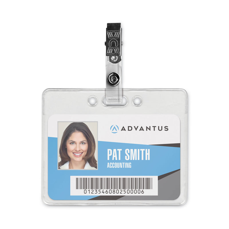 Advantus Badge Straps with Clips, 0.38" x 2.75", Clear, 100/Box