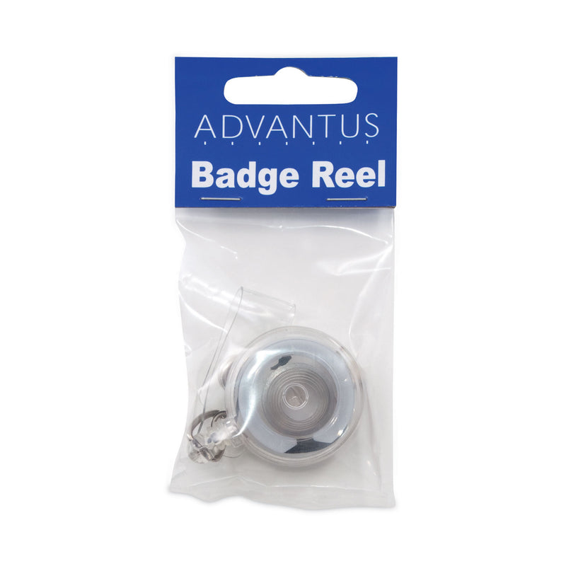 Advantus Translucent Retractable ID Card Reel, 30" Extension, Clear, 12/Pack