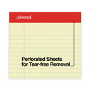 Universal Perforated Ruled Writing Pads, Wide/Legal Rule, Red Headband, 50 Canary-Yellow 8.5 x 11.75 Sheets, Dozen