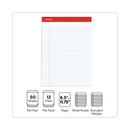 Universal Perforated Ruled Writing Pads, Wide/Legal Rule, Red Headband, 50 White 8.5 x 11.75 Sheets, Dozen