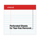Universal Perforated Ruled Writing Pads, Wide/Legal Rule, Red Headband, 50 White 8.5 x 11.75 Sheets, Dozen
