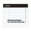 Universal Premium Ruled Writing Pads with Heavy-Duty Back, Wide/Legal Rule, Black Headband, 50 White 8.5 x 11 Sheets, 6/Pack