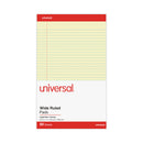 Universal Perforated Ruled Writing Pads, Wide/Legal Rule, Red Headband, 50 Canary-Yellow 8.5 x 14 Sheets, Dozen