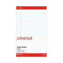 Universal Perforated Ruled Writing Pads, Wide/Legal Rule, Red Headband, 50 White 8.5 x 14 Sheets, Dozen