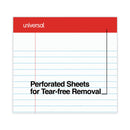 Universal Perforated Ruled Writing Pads, Wide/Legal Rule, Red Headband, 50 White 8.5 x 14 Sheets, Dozen