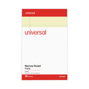 Universal Perforated Ruled Writing Pads, Narrow Rule, Red Headband, 50 Canary-Yellow 5 x 8 Sheets, Dozen
