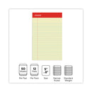 Universal Perforated Ruled Writing Pads, Narrow Rule, Red Headband, 50 Canary-Yellow 5 x 8 Sheets, Dozen