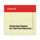 Universal Perforated Ruled Writing Pads, Narrow Rule, Red Headband, 50 Canary-Yellow 5 x 8 Sheets, Dozen