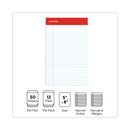 Universal Perforated Ruled Writing Pads, Narrow Rule, Red Headband, 50 White 5 x 8 Sheets, Dozen