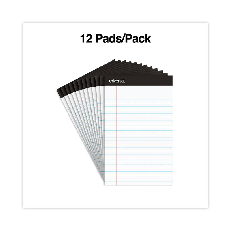 Universal Premium Ruled Writing Pads with Heavy-Duty Back, Narrow Rule, Black Headband, 50 White 5 x 8 Sheets, 12/Pack