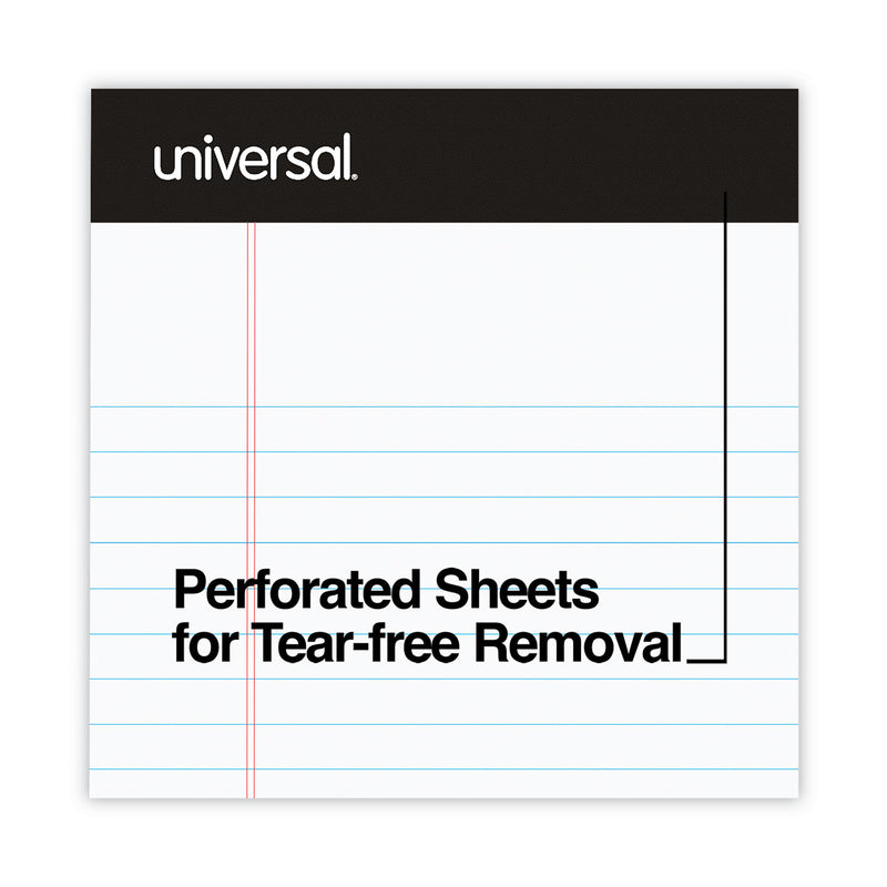 Universal Premium Ruled Writing Pads with Heavy-Duty Back, Narrow Rule, Black Headband, 50 White 5 x 8 Sheets, 12/Pack