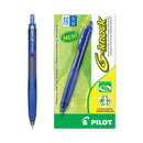 Pilot G-Knock BeGreen Gel Pen, Retractable, Fine 0.7 mm, Blue Ink, Blue Barrel, Dozen