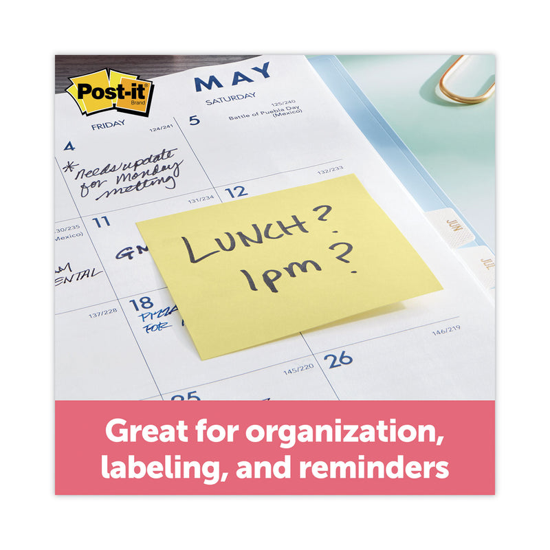 Post-it Original Recycled Note Pads, 3" x 3", Canary Yellow, 100 Sheets/Pad, 12 Pads/Pack