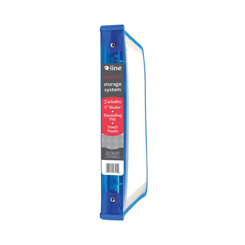 C-Line Zippered Binder with Expanding File, 2" Expansion, 7 Sections, Zipper Closure, 1/6-Cut Tabs, Letter Size, Bright Blue