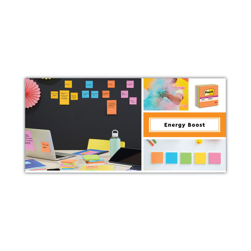 Post-it Pads in Energy Boost Collection Colors, Note Ruled, 4" x 6", 45 Sheets/Pad, 24 Pads/Pack