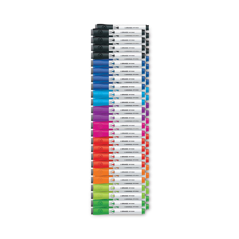 U Brands Chisel Tip Low-Odor Dry-Erase Markers with Erasers, Broad Chisel Tip, Assorted Colors, 48/Pack