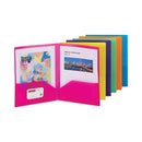 Smead Poly Two-Pocket Folders, 100-Sheet Capacity, 11 x 8.5, Assorted, 6/Pack