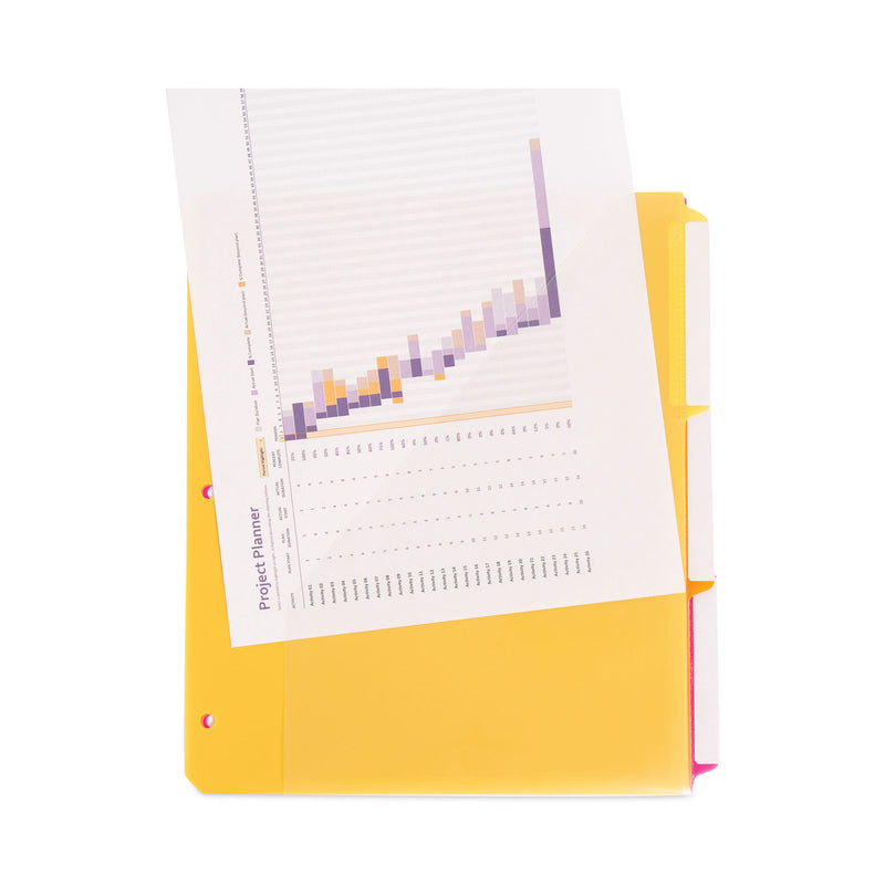 Smead Three-Ring Binder Poly Index Dividers with Pocket, 9.75 x 11.25, Assorted Colors, 30/Box