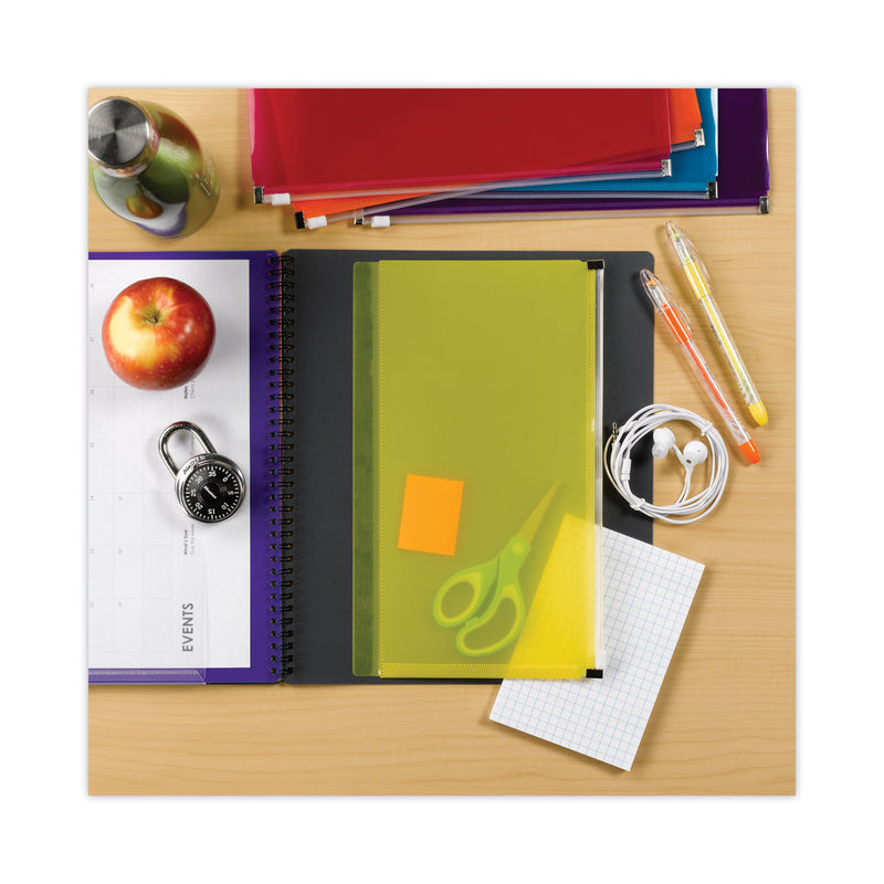 Smead Self-Adhesive Poly Zip Pouch, 6 x 11.25, Assorted Colors, 5/Pack