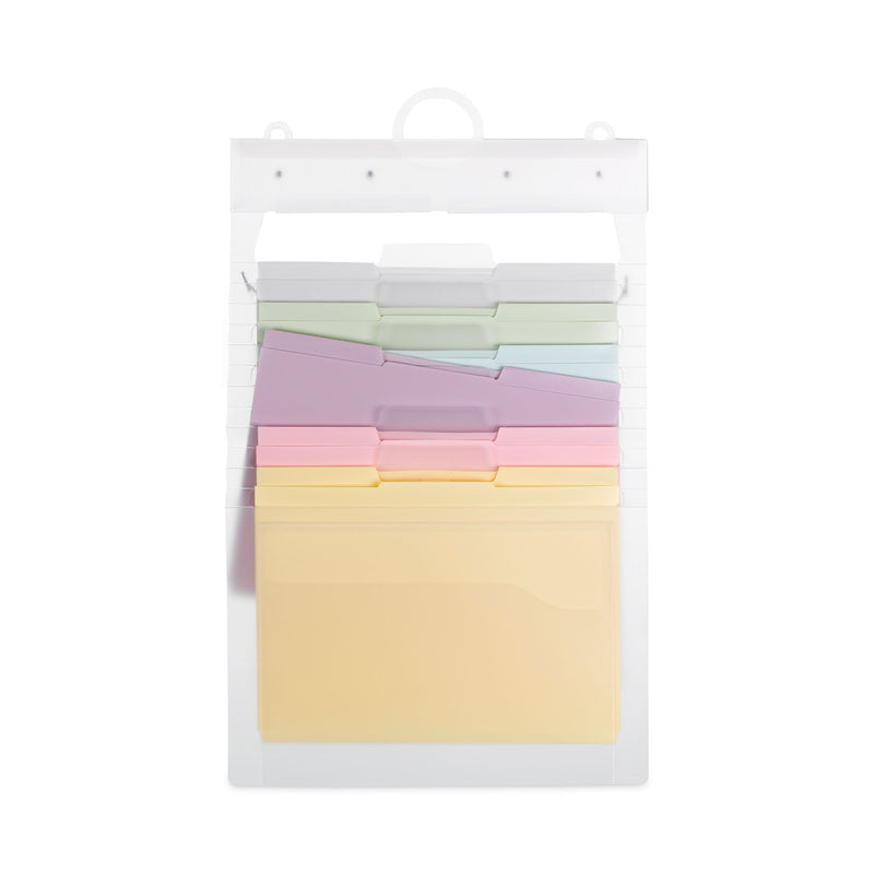 Smead Cascading Wall Organizer, 6 Sections, Letter Size, 14.25" x 24.25", Blue, Clear, Gray, Green, Orange, Pink, Purple