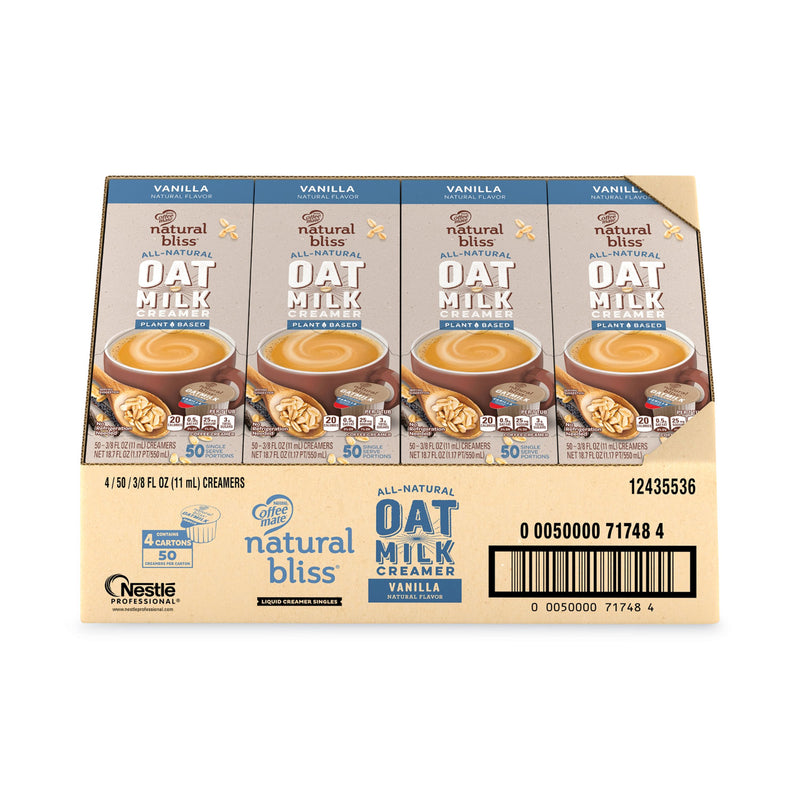 Coffee mate Natural Bliss Dairy Creamers, Vanilla Oatmilk, 0.38 oz Mini Cups, 200/Carton
