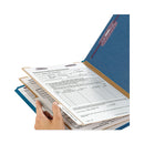 Smead Six-Section Pressboard Top Tab Classification Folders with SafeSHIELD Fasteners, 2 Dividers, Legal Size, Dark Blue, 10/Box