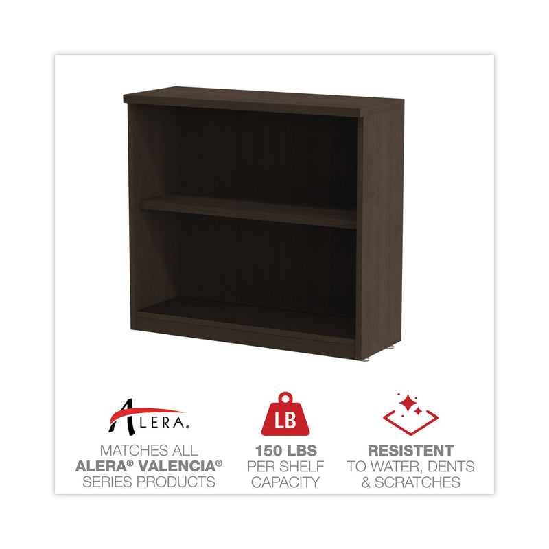 Alera Valencia Series Bookcase, Two-Shelf, 31.75w x 14d x 29.5h, Espresso