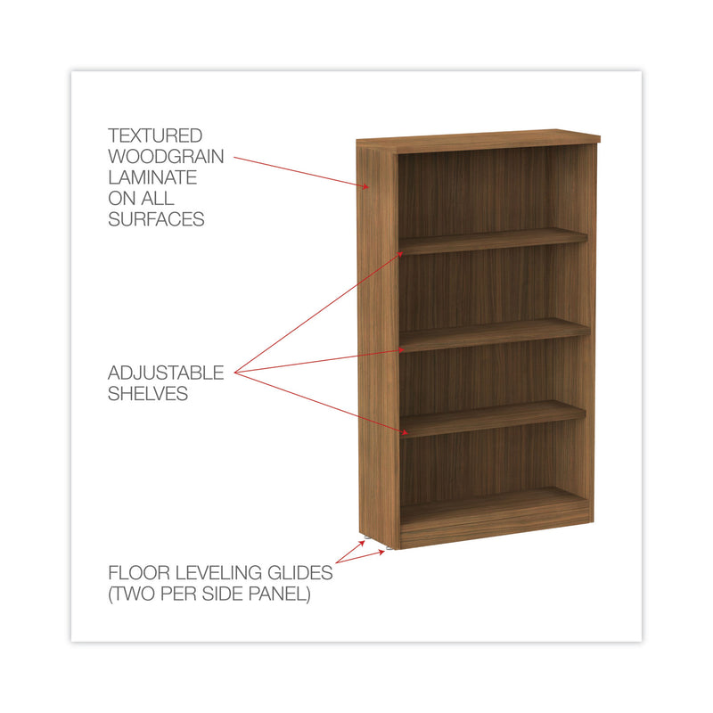 Alera Valencia Series Bookcase, Four-Shelf, 31.75w x 14d x 54.88h, Modern Walnut