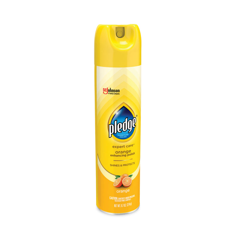 Pledge Furniture Polish, Orange, 9.7 oz Aerosol Spray, 6/Carton