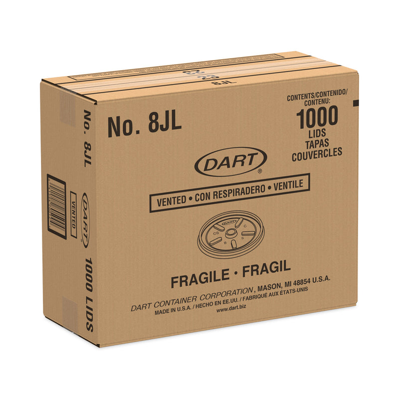 Dart Plastic Lids, Fits 8 oz to 10 oz Hot/Cold Foam Cups, Vented, White, 100/Pack, 10 Packs/Carton