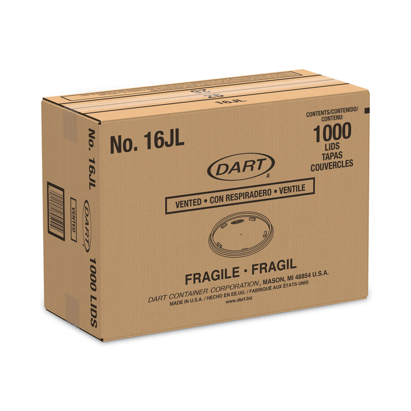 Dart Plastic Lids, Fits 12 oz to 24 oz Foam Cups, Vented, Translucent, 100/Pack, 10 Packs/Carton